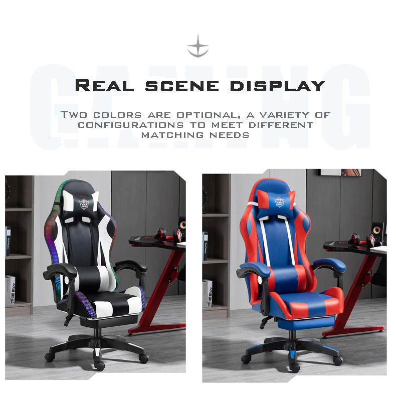 High Quality Office Gamer Racing Gaming Chair with Optional Footrest and Massage RGB Light Strip and Bluetooth Function