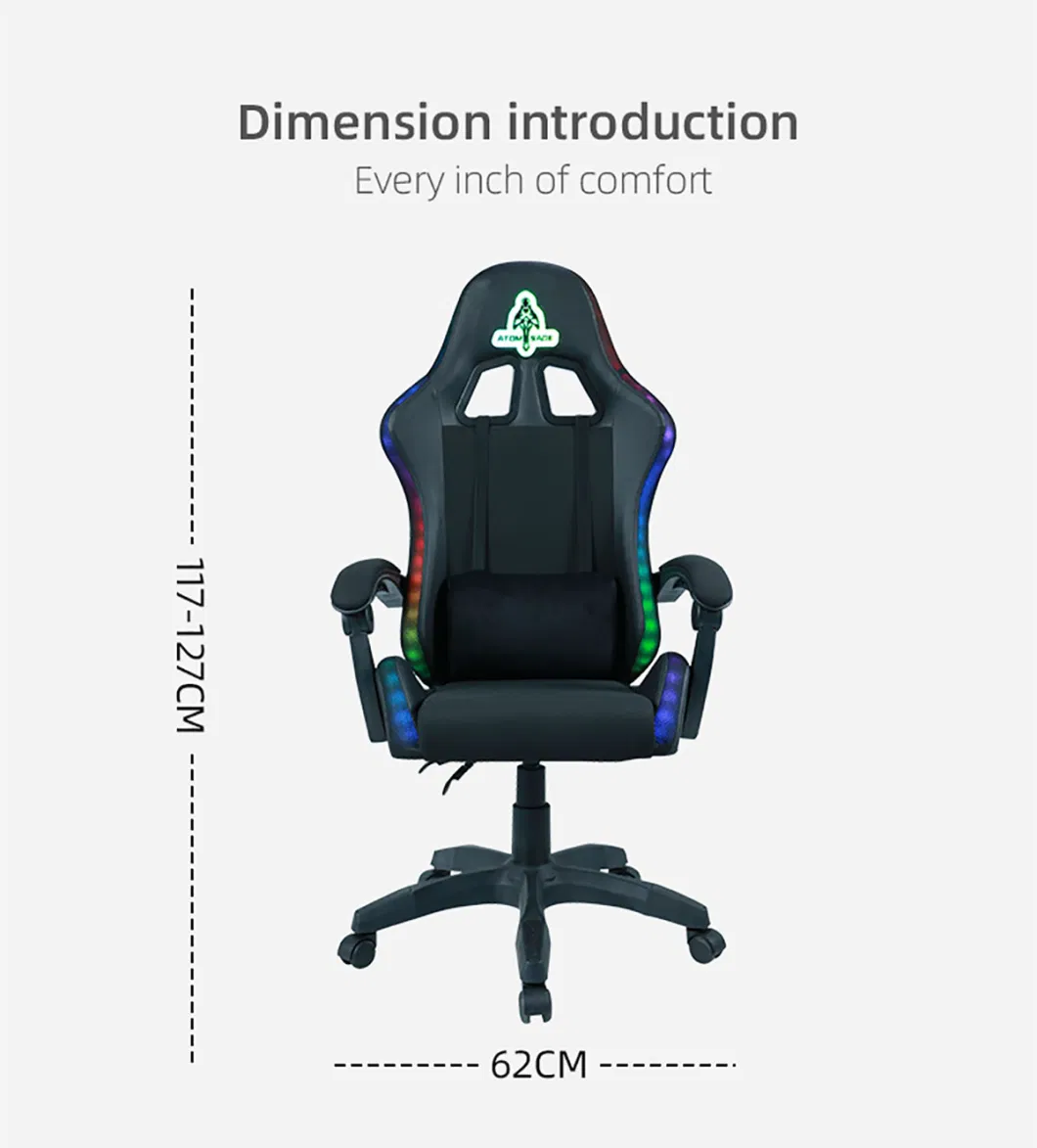 Rocking with Massage Computer Racing Swivel LED Light 2023 RGB Gaming Chair