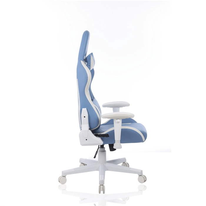 Sports Racer Gaming Chair with Light Blue&White Upholstery