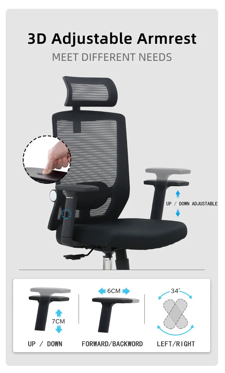 Famous High End Ergo-Human Design Office Chair with Base Support for Staff Work