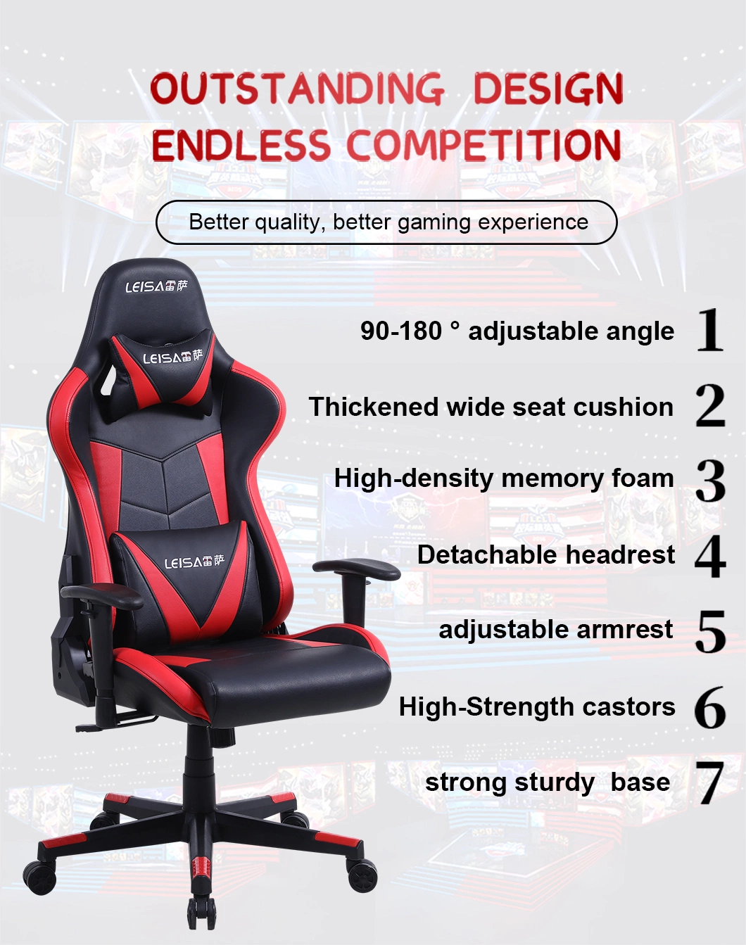 OEM ODM Ergonomic Custom Logo Gaming PC Gamer Swivel Racing Game Chair Grey Hot Sale Black White Green Red Office Furniture