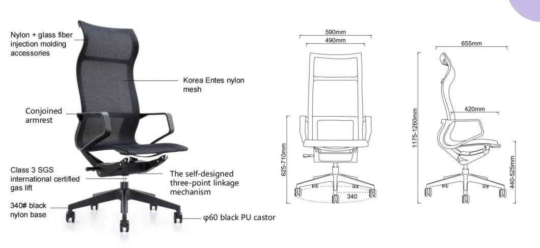 Office Furniture High Back Revolving Manager Executive Swivel Lift Ergonomic Mesh Fabric Gaming Office Chair