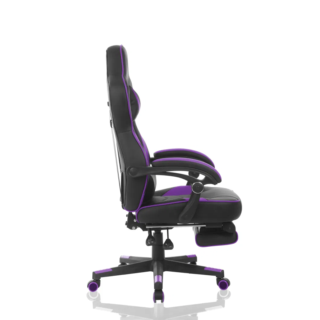 Black&Purple Gaming Chair with Footrest