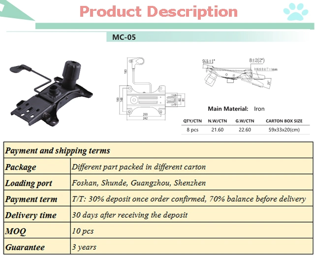 Office Chair Metal Tilting and Locking Mechanism for Furniture Components