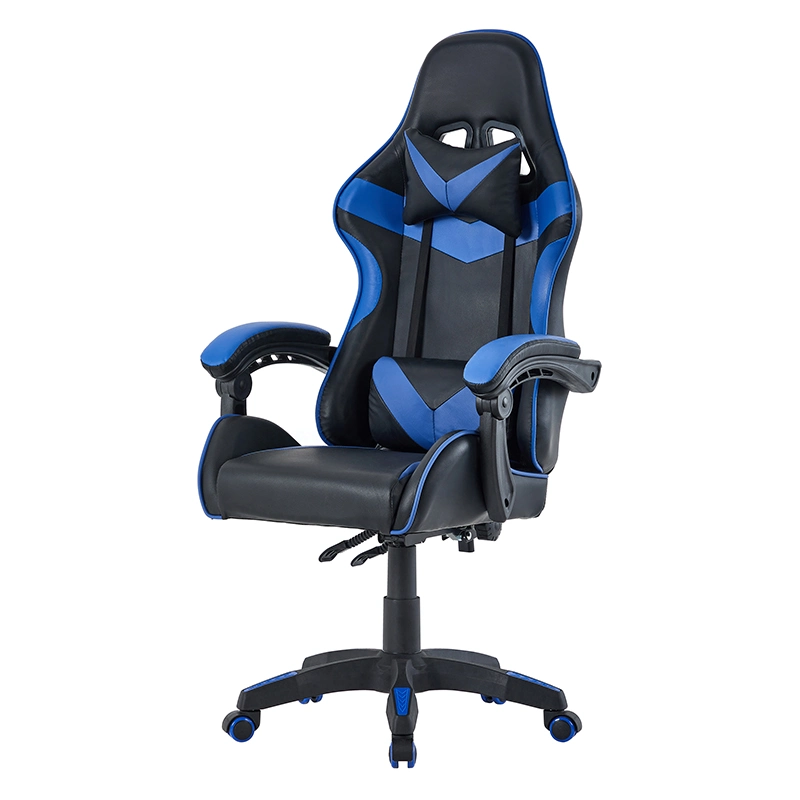 Comfortable Blue Leather Reclining Gaming Chair