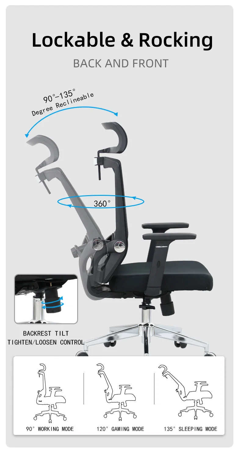 Famous High End Ergo-Human Design Office Chair with Base Support for Staff Work