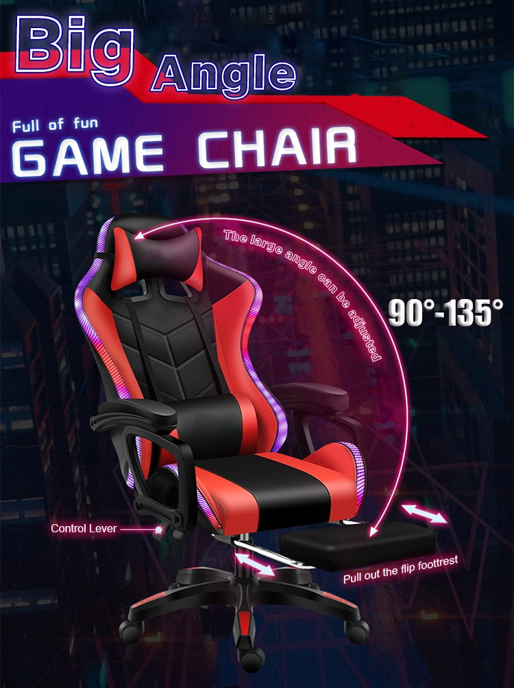 Best RGB PU Leather Office Race Gamer Chairs Executive Swivel Comfort Ergonomic Computer Racing LED Gaming Chair