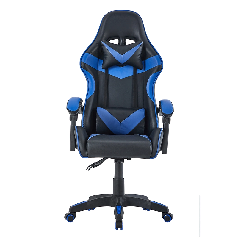 Comfortable Blue Leather Reclining Gaming Chair