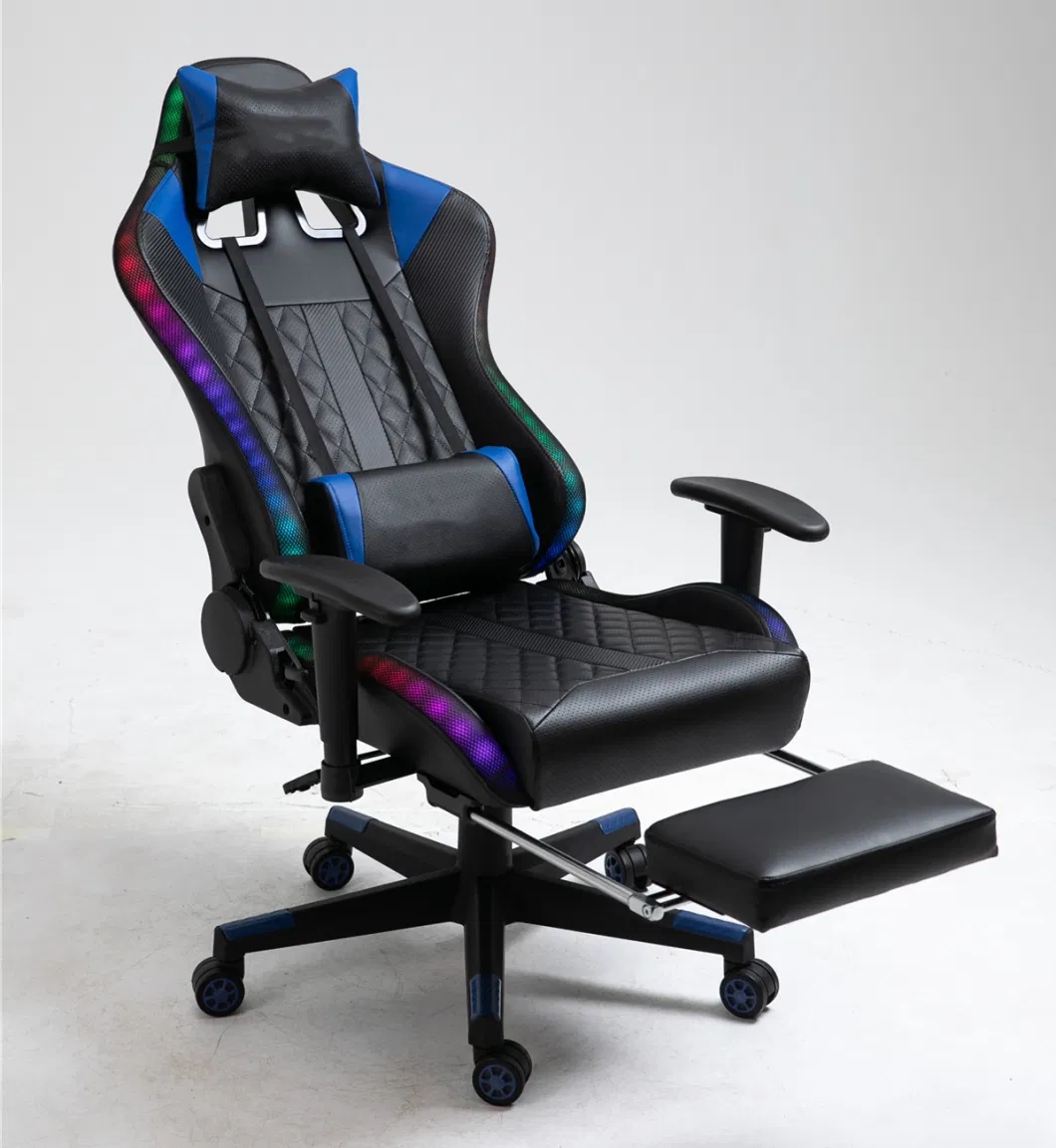 Gaming Chair with Footrest LED RGB Lights and Blueteeth Music Speaker