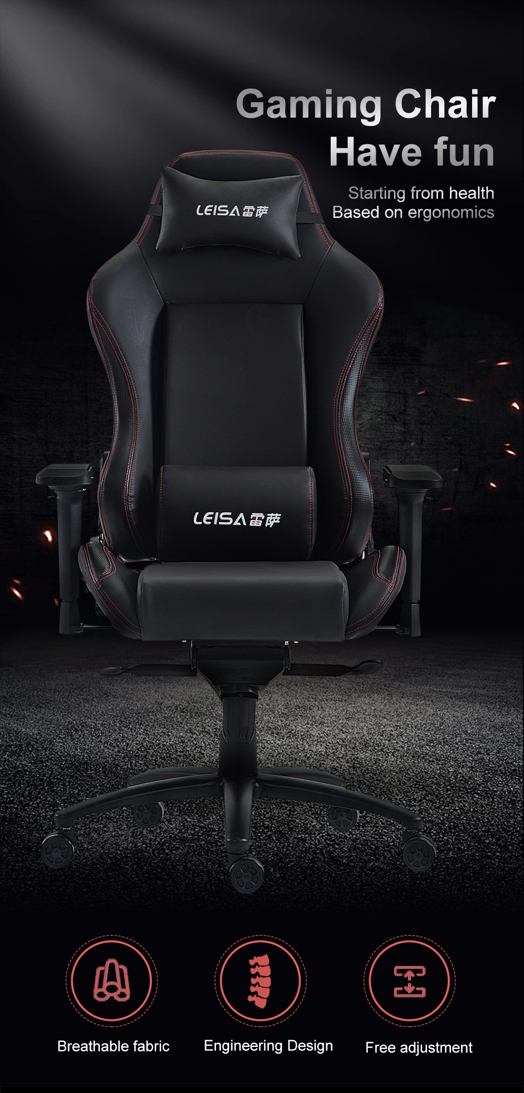 Free Sample Custom Ergonomic PC Gaming Chair Computer Cadeira Silla Gamer Chair Sedia RGB Racing Gaming Chair