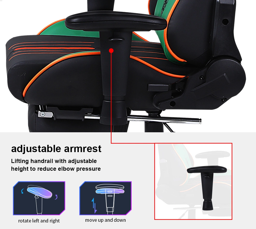 High-Back Ergonomic Racing Seat PU Leather 90-180 Degree Backrest Adjustment Thickened Foam Retractable Footrest Gaming Chair