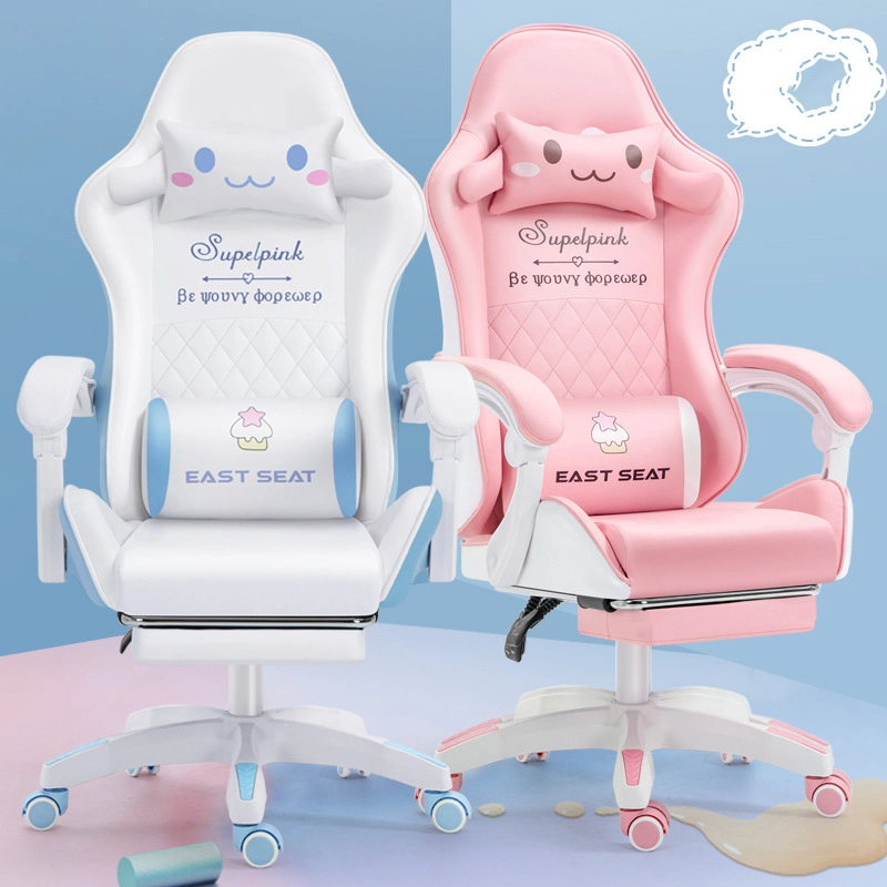 High Quality Custom Anime Leather Ergonomic Recliner Cute White Yellow Game Silla Gamer Chair Gaming Chair for Girls