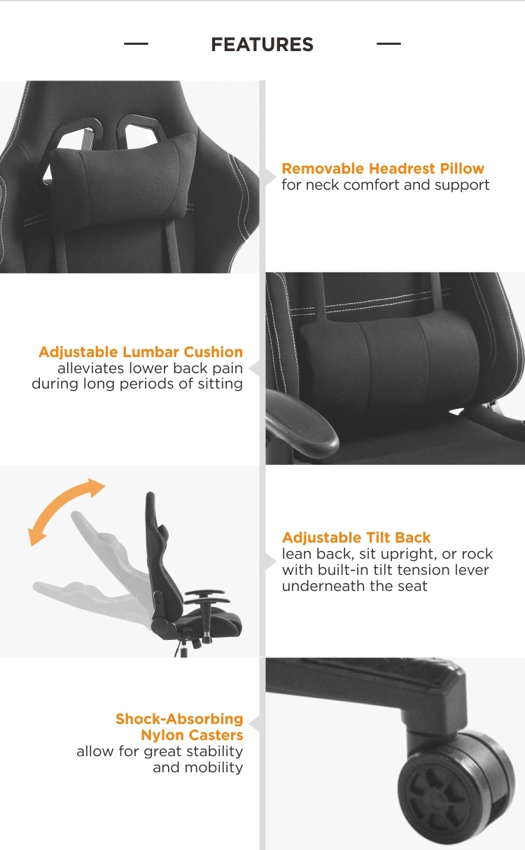 Office Swivel Computer Gaming Chair with Headrest and Lumbar Support