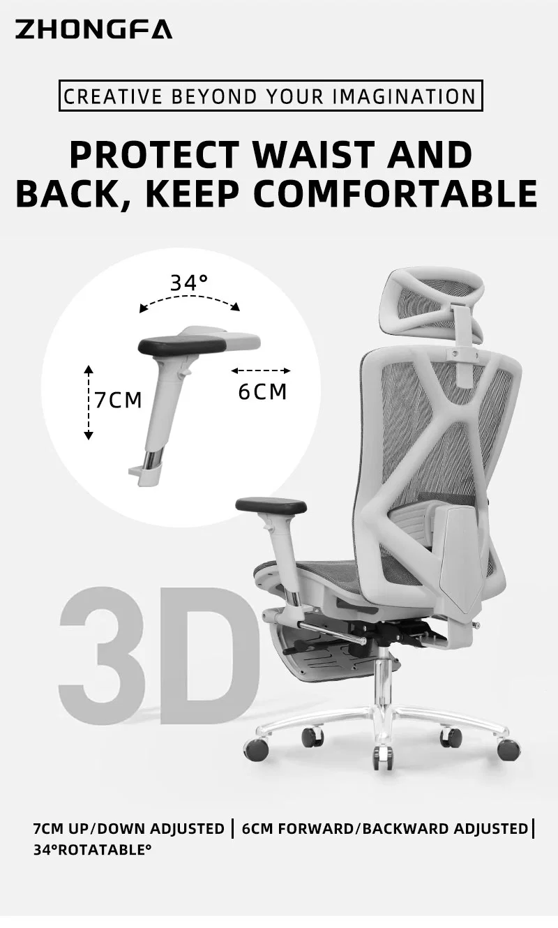 New Design High Back Home Office Lounge Chair Grey Large Physique Chair with Footrest