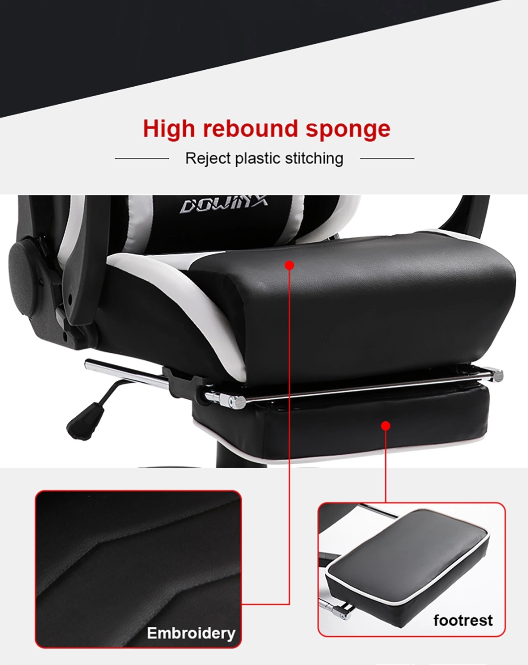 Black Adjustable Swivel Sport Leather Computer Chair Office Furniture Gaming Chair