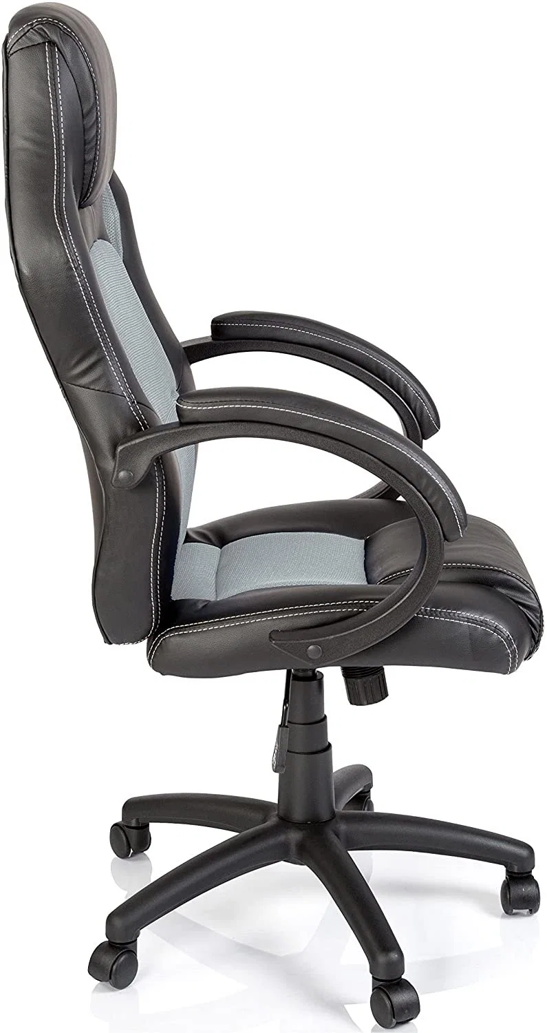 Silla Gamer Black and Blue PVC Reclining Swivel PU Leather Gaming Chair