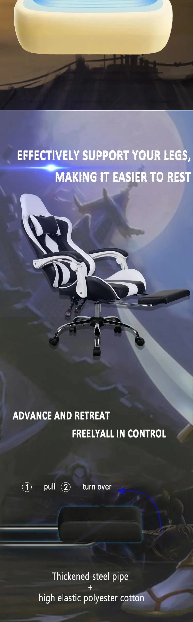 Executive Gaming Chair High Back PU Leather Adjustable Swivel Gaming Chair with Armrest