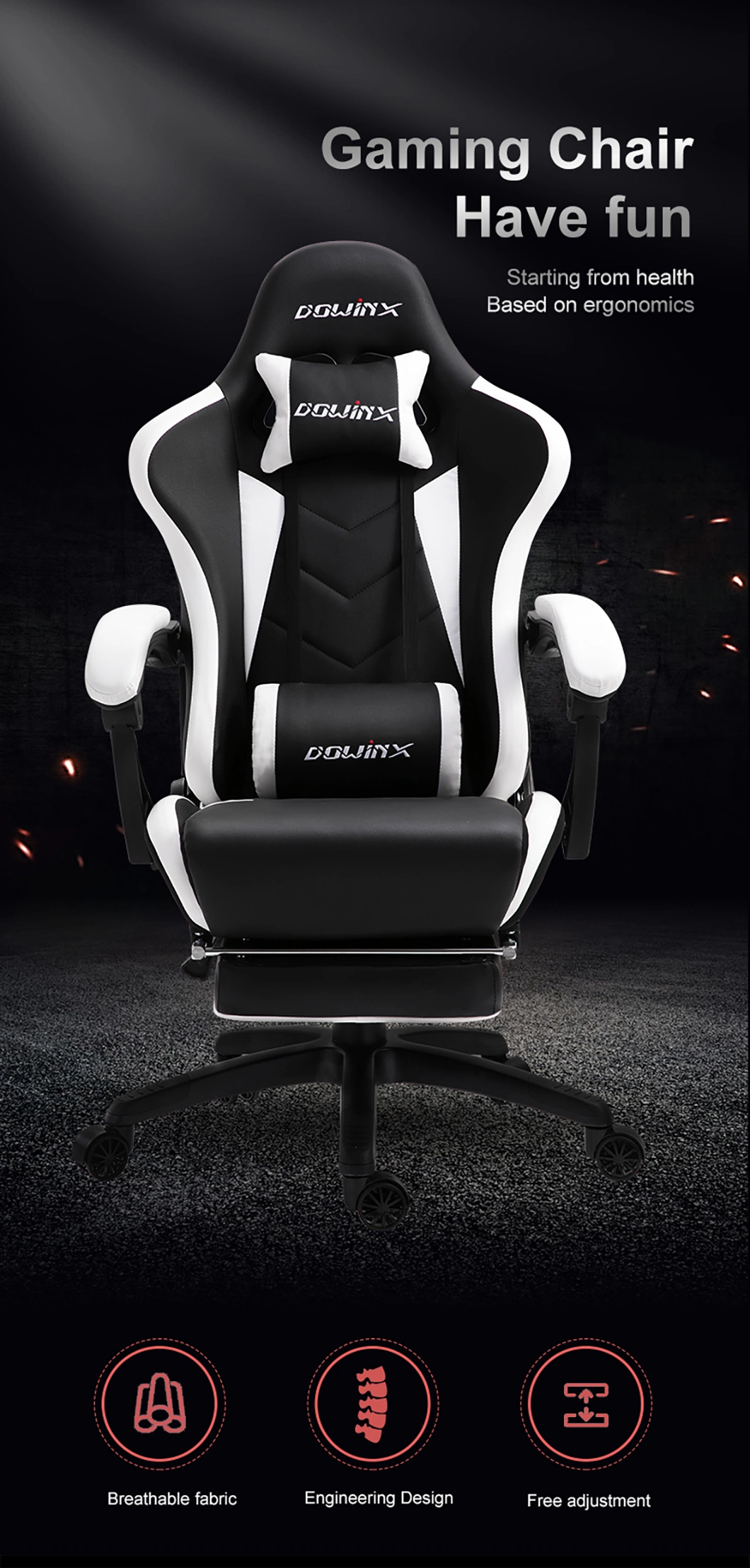 Black Adjustable Swivel Sport Leather Computer Chair Office Furniture Gaming Chair