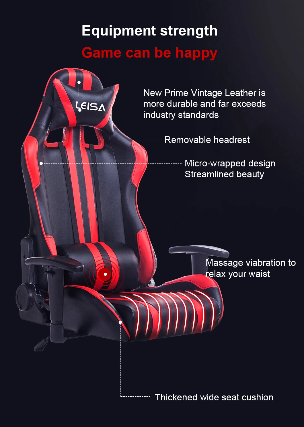 New Arrivals Anji Leisa Reclining Ergonomic Custom Logo Gaming Rocking Chair Racing with Wheels