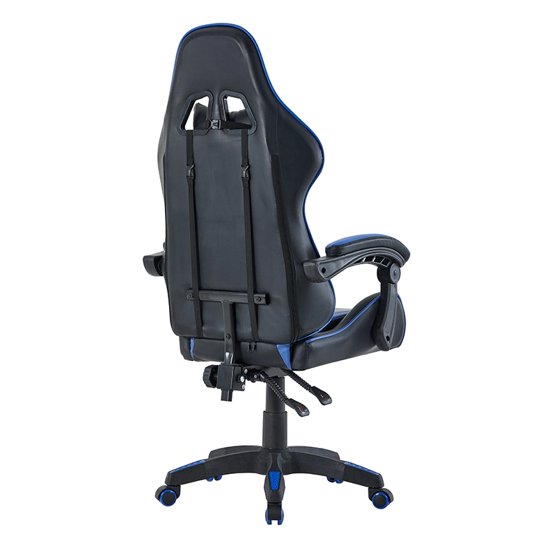 Comfortable Blue Leather Reclining Gaming Chair