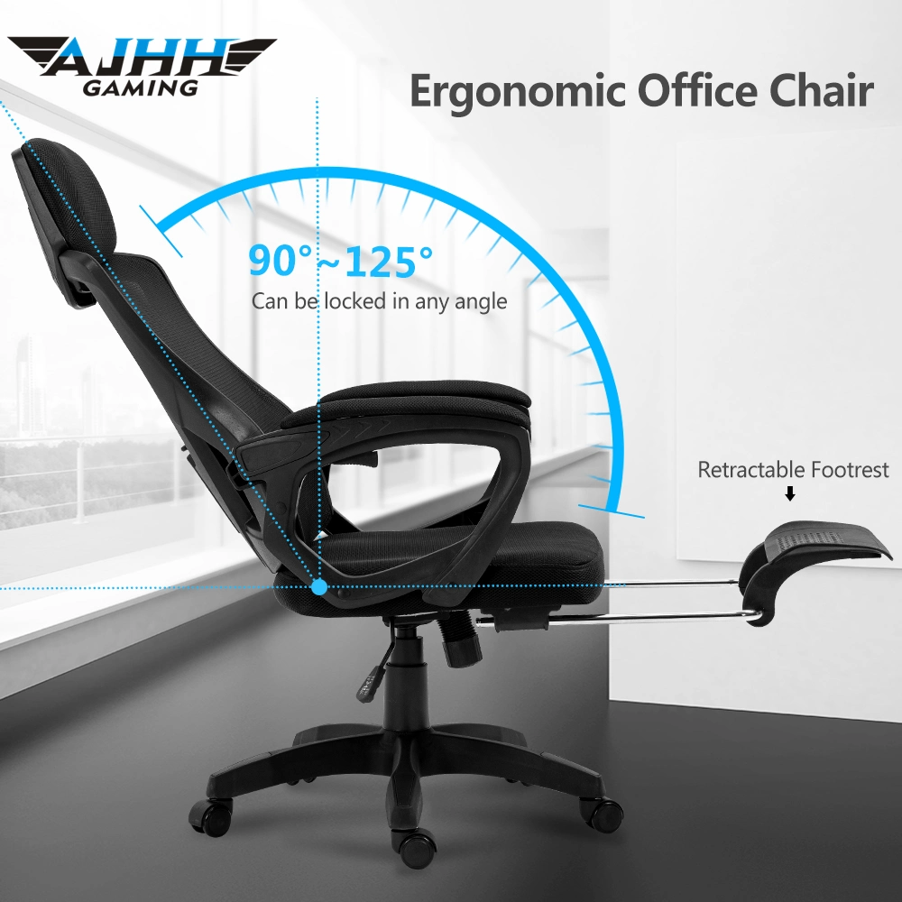 New PP Backrest High Density Mesh Gaming Chair with Footrest Reclining Office Chair