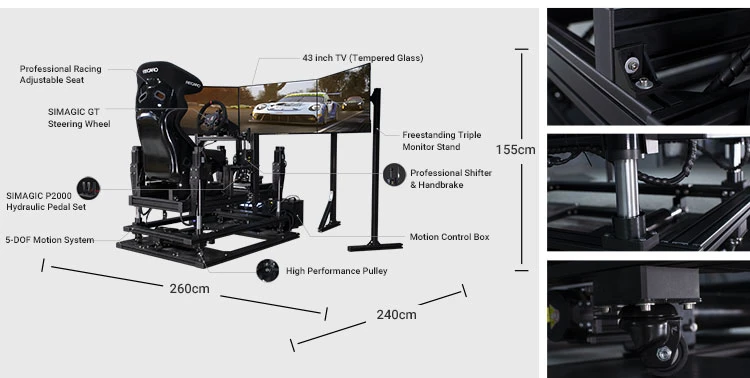 Folding Game Racing Seat Gaming Machine Chair Cockpit Chair Black Cloth Racing Simulator