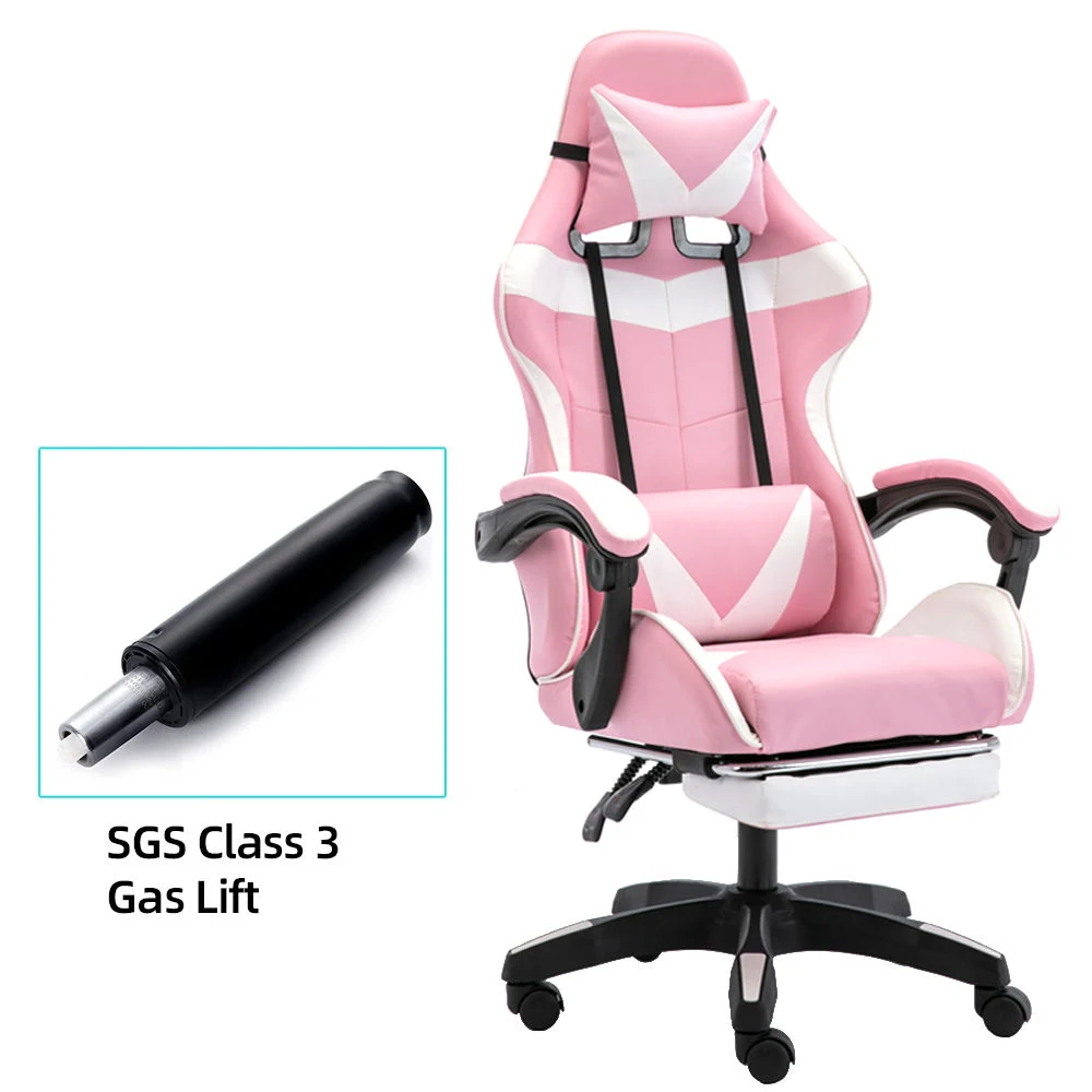 Adjustable Gaming Chair PU Leather Nylon Computer Gamers Racing Pink Gaming Chair