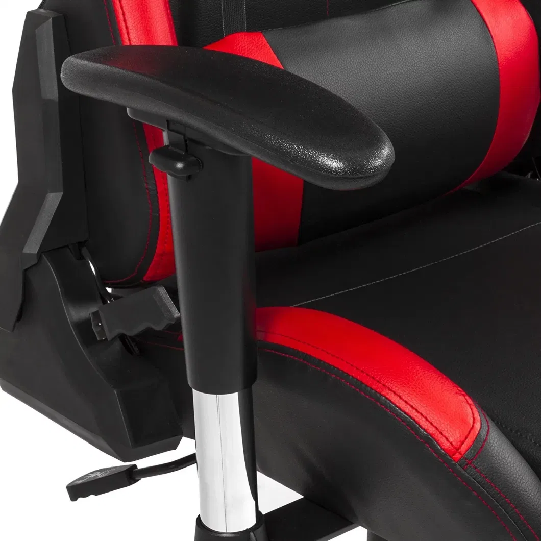 Office Black and Red Cheap PU Leather 180 Degree Play Station Rocker Computer Racing PC Custom LED Ergonomic Gamer Gaming Chair