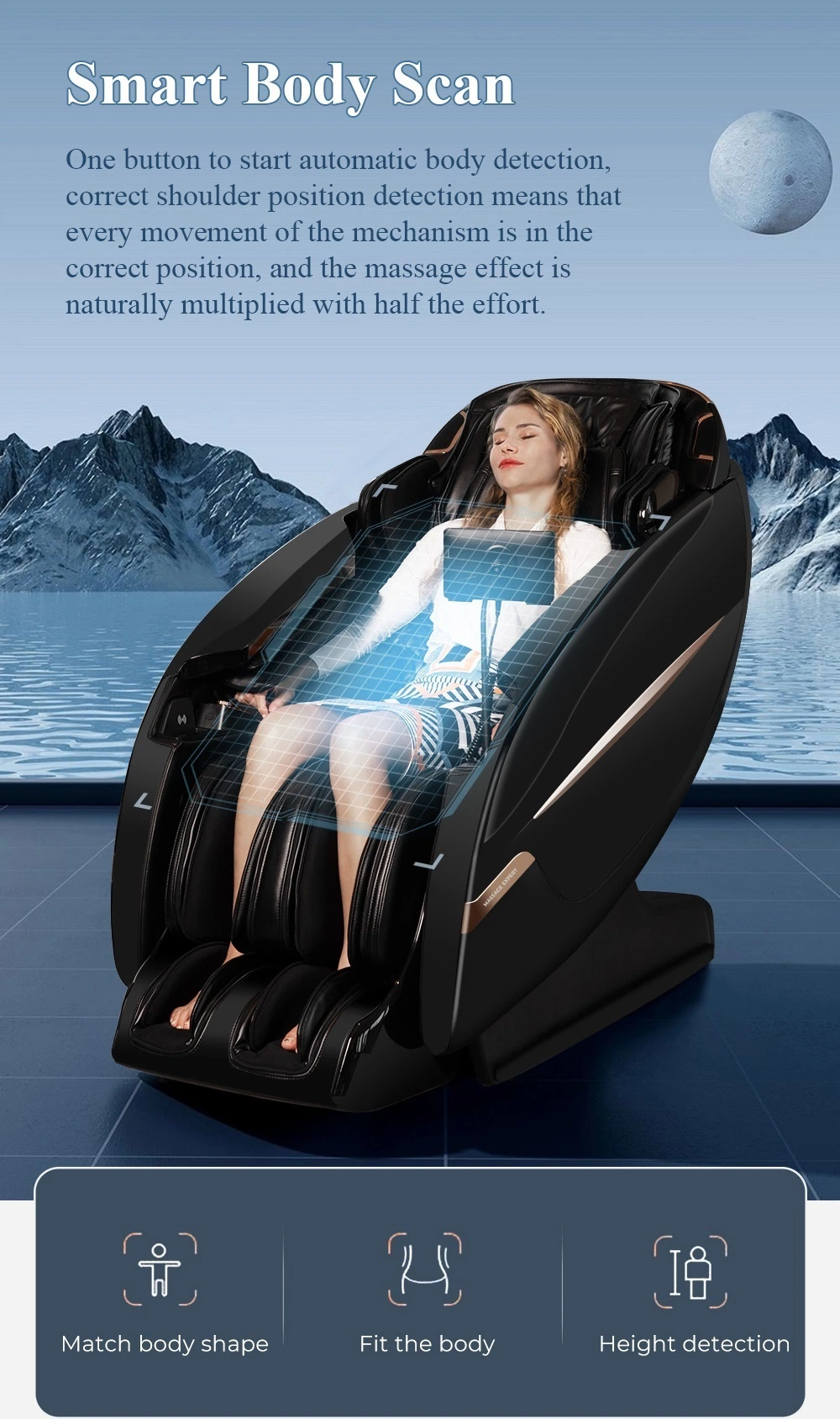 130cm SL Track Full Body Office Gaming Massage Chair 4D with 20 Auto Programs