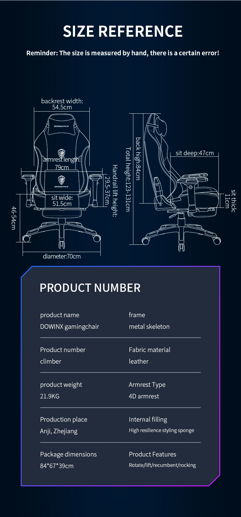 High Back Big Size Wholesale Silla Gamer Massage Gaming Chair with 360 Degree Swivel 180 Degree Back Reclining