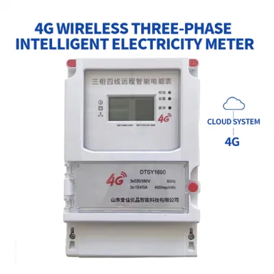  Wireless Three-Phase 3p4w Wall Mounted Remote Communication Bt/4G/RS485 Smart Electricity Meter Displays Current and Voltage