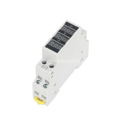  Modular Voltage Meter 3 Phase 80V to 500V AC LED Digital Display DIN Rail Volt Meter