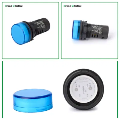 IP65 Waterproof Panel Mount (22mm) LED Signal Indicator Pilot Light with R/W/B/G/Y