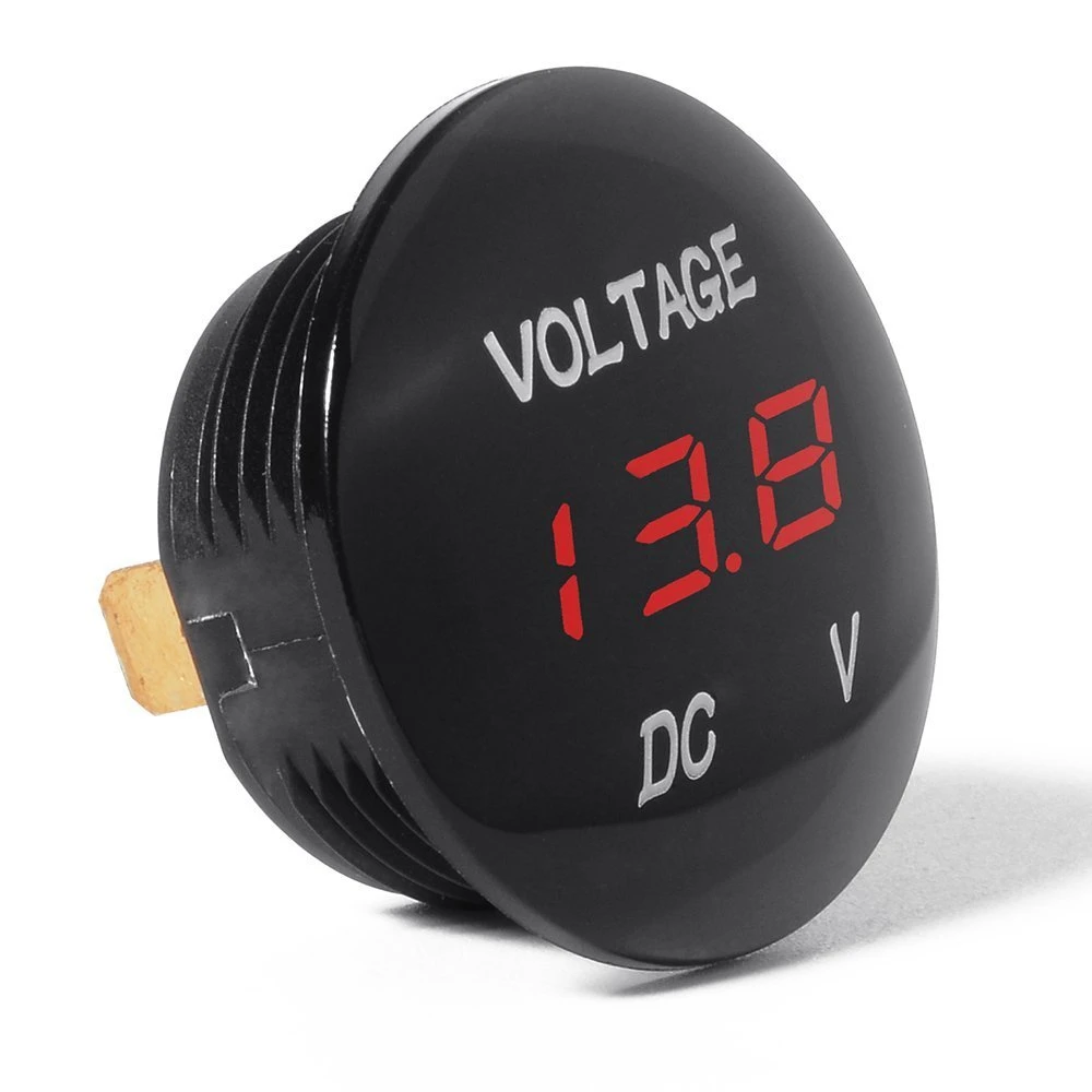 Waterproof Voltmeter, Red LED Digital Display Voltage Meter for DC 12V-24V Car/Motorcycle/Truck