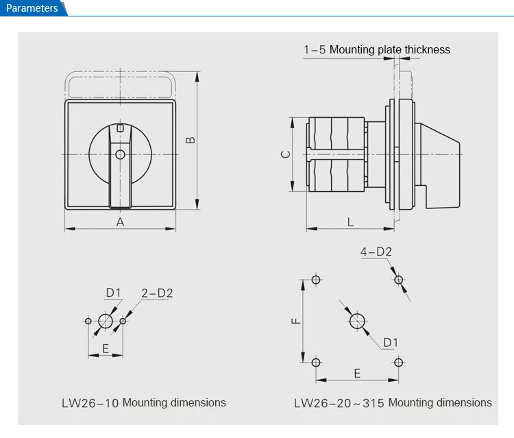 160A 315A Changeover Manual Change Over Rotary Switch Hot Sale