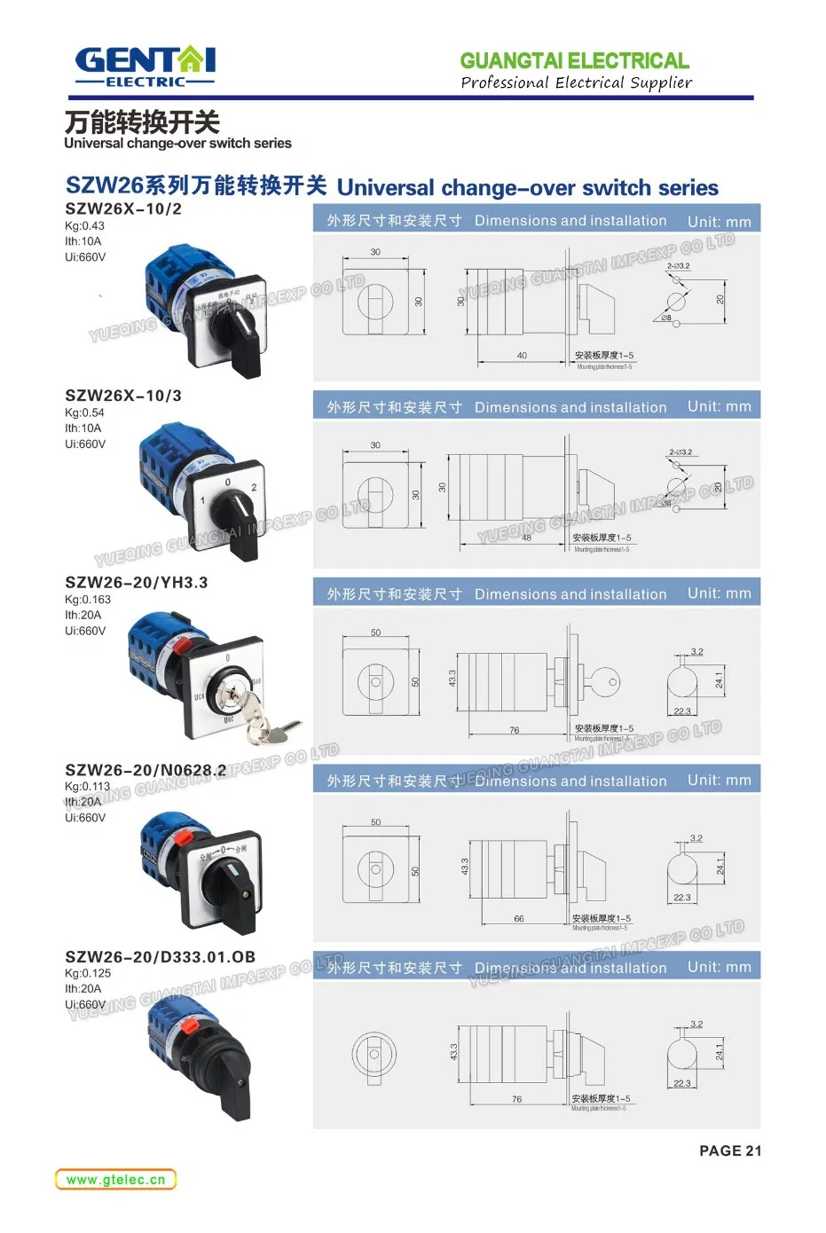 Rotary Switch /Cam Switch /Selector Switch/Changeover Switch (SZD11)