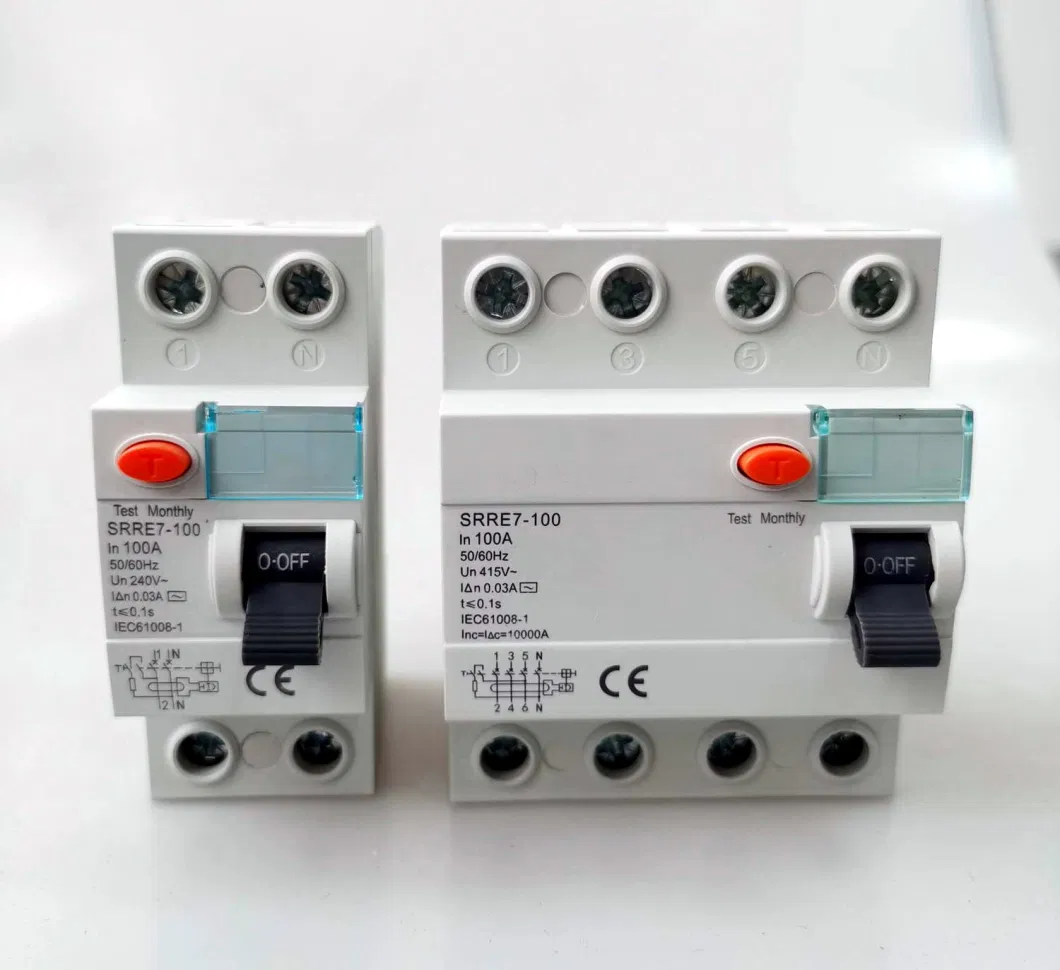 DIN-Rail Mounted Electromagnetic Type Miniature 2p&4p RCCB Rated Current 16A~100A