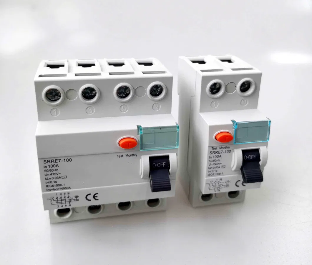 DIN-Rail Mounted Electromagnetic Type Miniature 2p&4p RCCB Rated Current 16A~100A