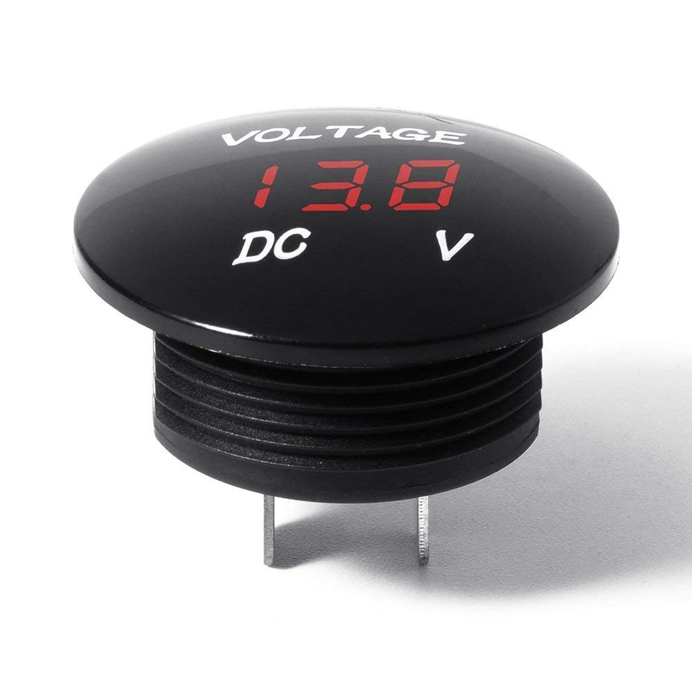 Waterproof Voltmeter, Red LED Digital Display Voltage Meter for DC 12V-24V Car/Motorcycle/Truck