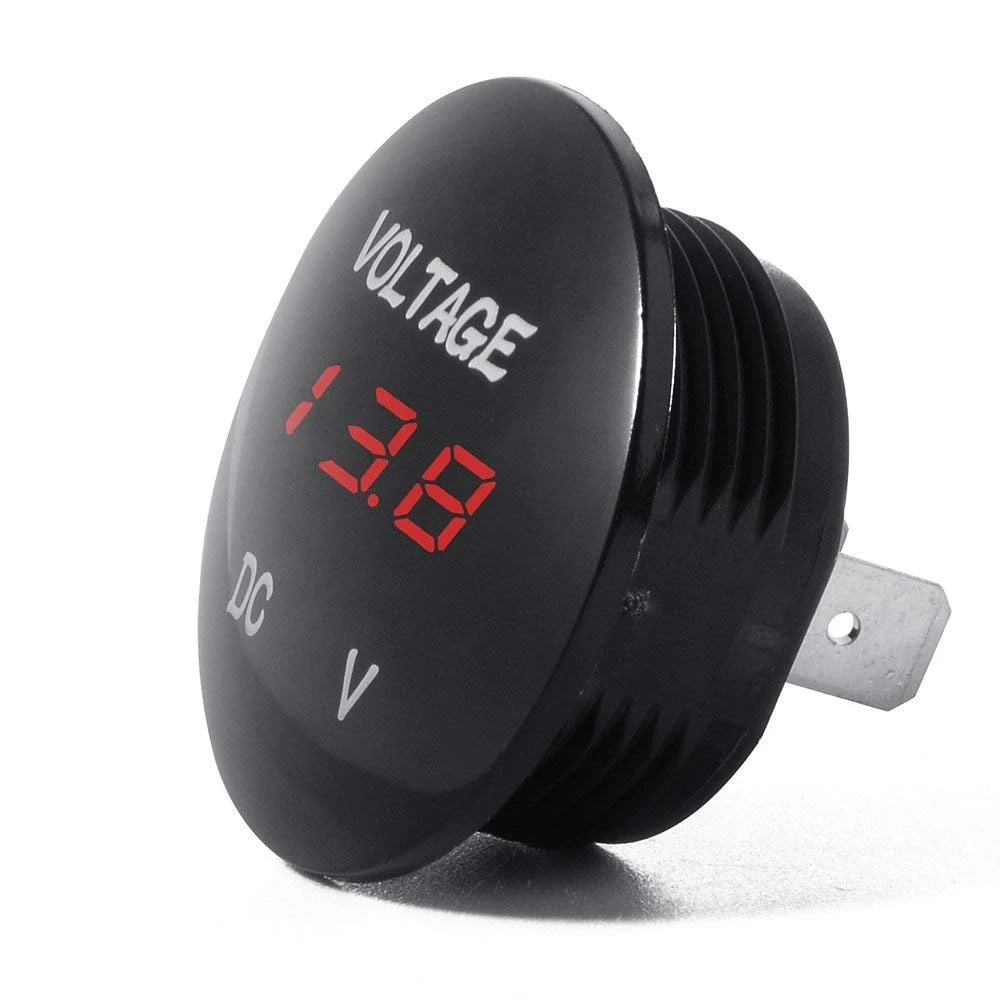 Waterproof Voltmeter, Red LED Digital Display Voltage Meter for DC 12V-24V Car/Motorcycle/Truck