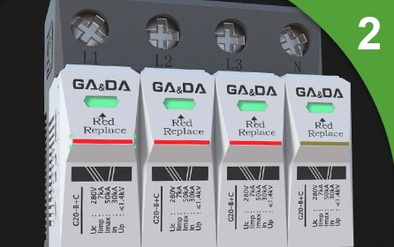 CE Gada-T1+T2 280V 30ka-50ka SPD 2 Poles Surge Suppressor T1+T2 AC Surge Protective Device