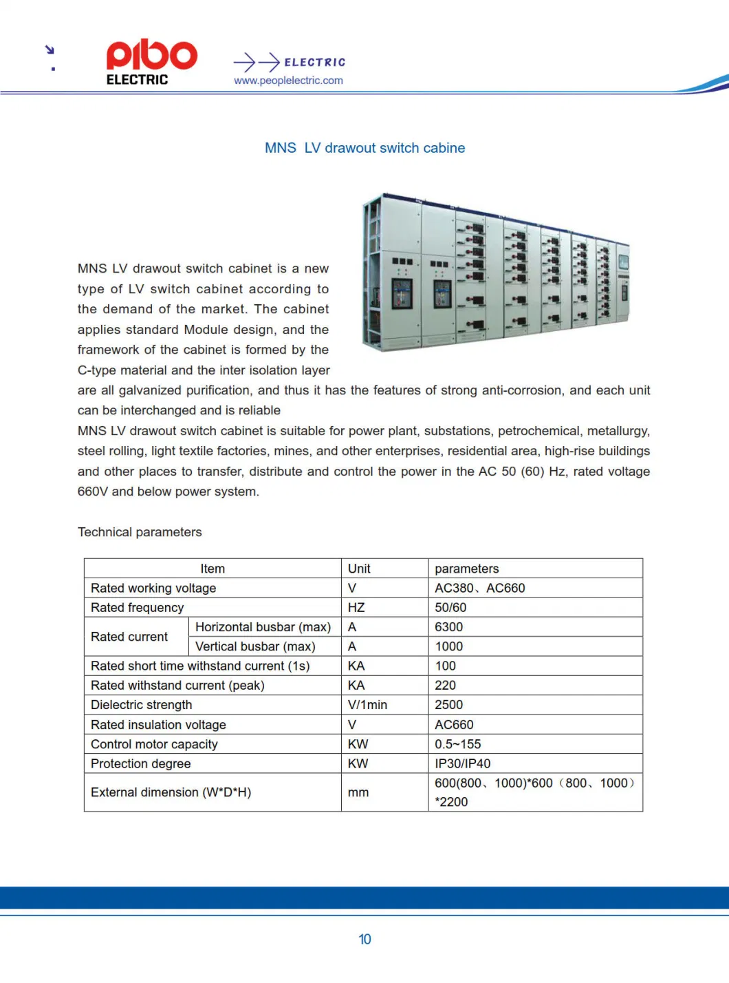 AC Metal Enclosed Switchgear 400V/440V/50/60Hz up to 6300A