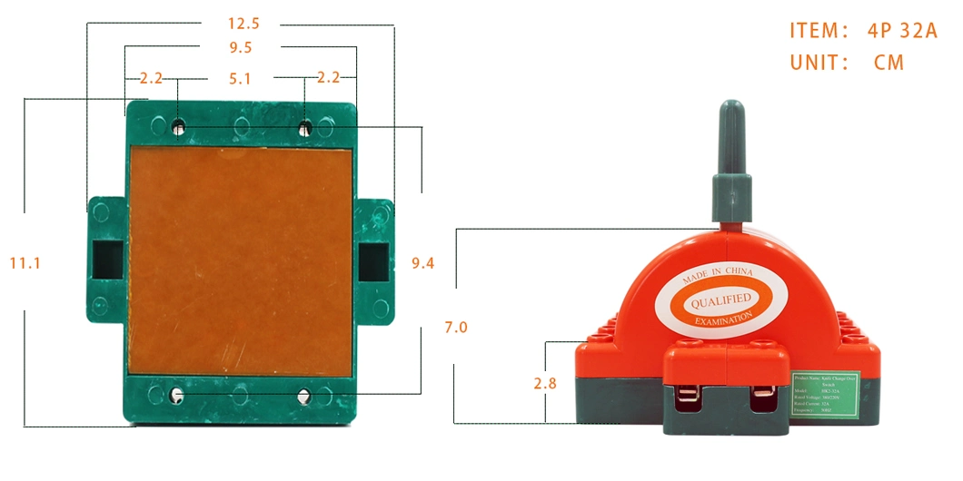 Electrical 4 Pole 32A Knife Switch Blade Disconnecting Changeover Switch