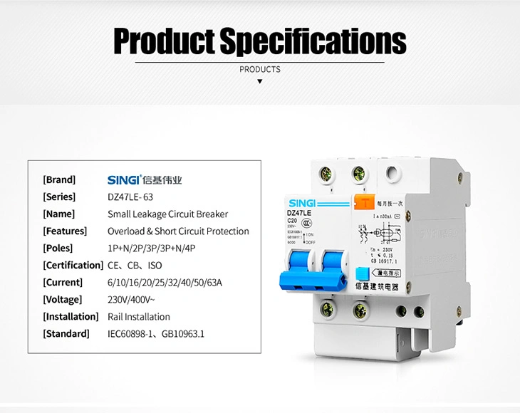 OEM Hotselling C D Type 230/400V 2p 3p 4p RCCB