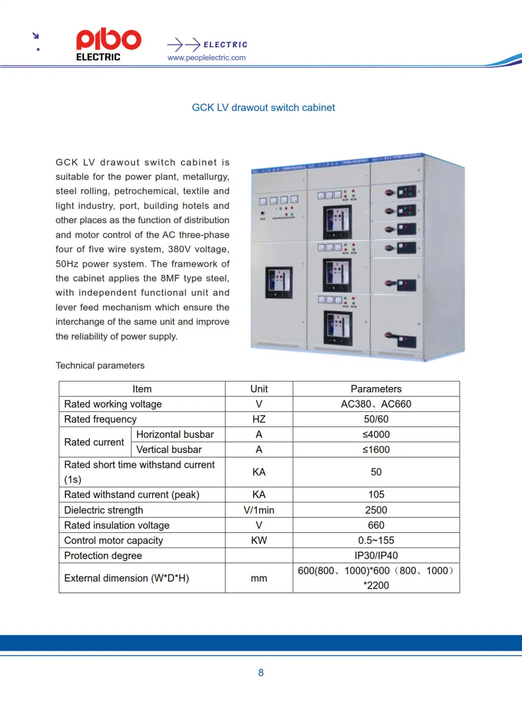 AC Metal Enclosed Switchgear 400V/440V/50/60Hz up to 6300A