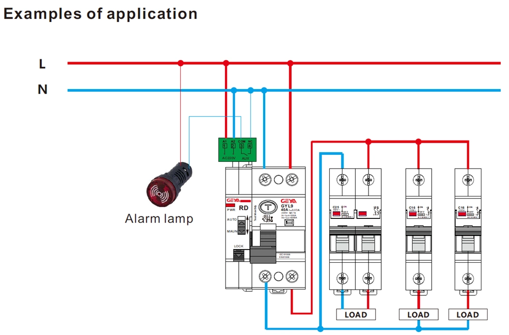 Geya 3 Pole RCCB Circuit Breaker with Auto Remote Reclosing Function RS485 Control RCCB ELCB 4pole Type a Type B RCCB