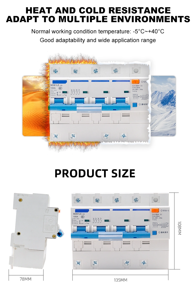 Nc-125le AC63A, AC80A, AC100A, AC125A Overload Protection Residual Current Device (RCD/RCBO)