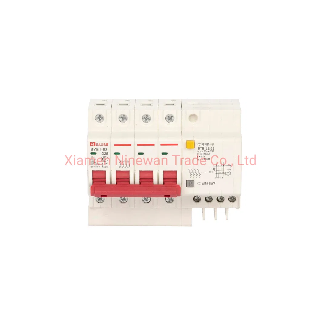 25A 40A 4p RCCB Circuit Breaker Curve D Residual Current Device