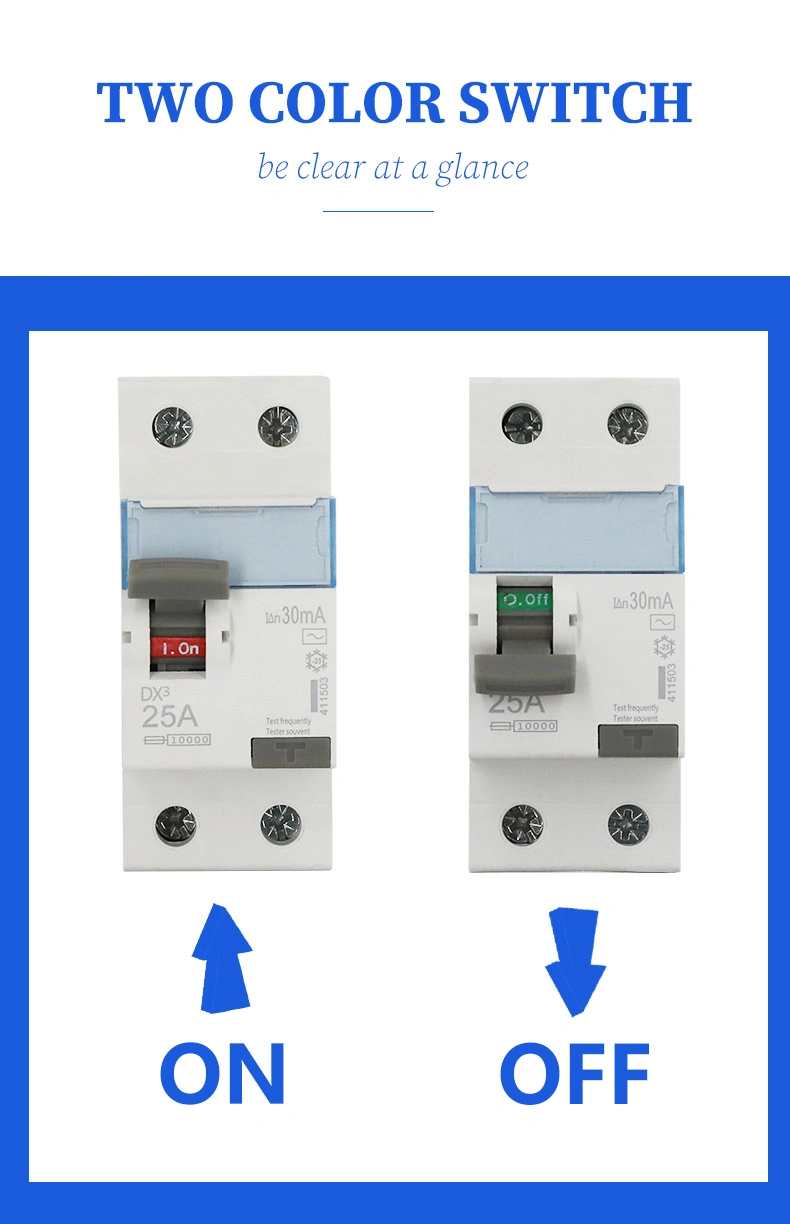 Dx3 25A 2p 4p 400V Earth Leakage Circuit Breaker RCCB ELCB