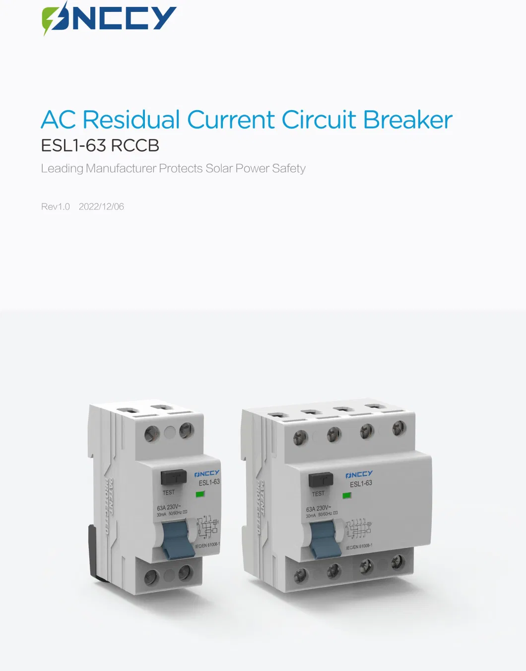 25A 40A 63A 80A 2p/4p AC Residual Current Circuit Breaker RCCB